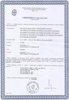 Certifikát - SINAM 400